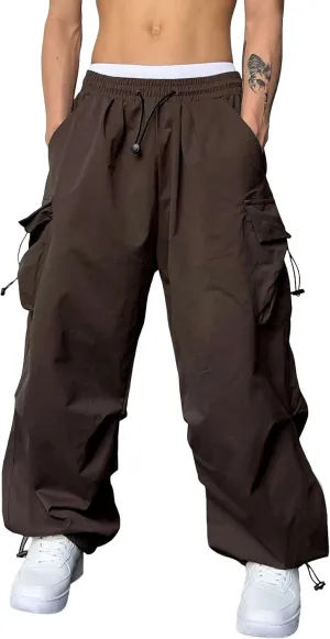 Men Baggy Cargo Pants Trendy Casual Parachute Pants Loose Harem Joggers Streetwear Drawstring Sweatpants with Pocket