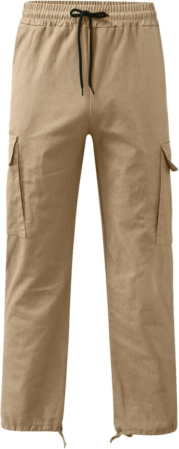Men Cargo Pants Loose Work Sweatpants Jogger Trousers Fashion Teen Casual Multipocket Drawstring Classic High Street Pant