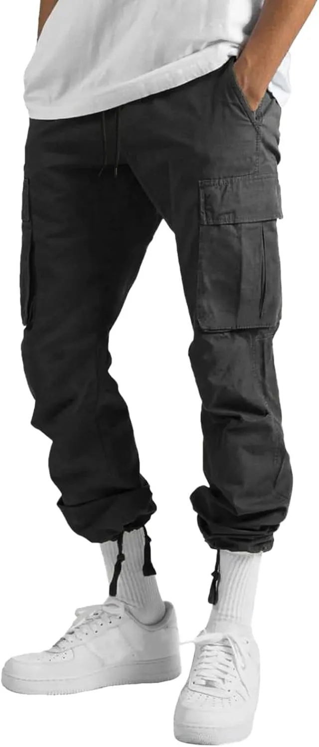 Men Cargo Pants Loose Work Sweatpants Jogger Trousers Fashion Teen Casual Multipocket Drawstring Classic High Street Pant