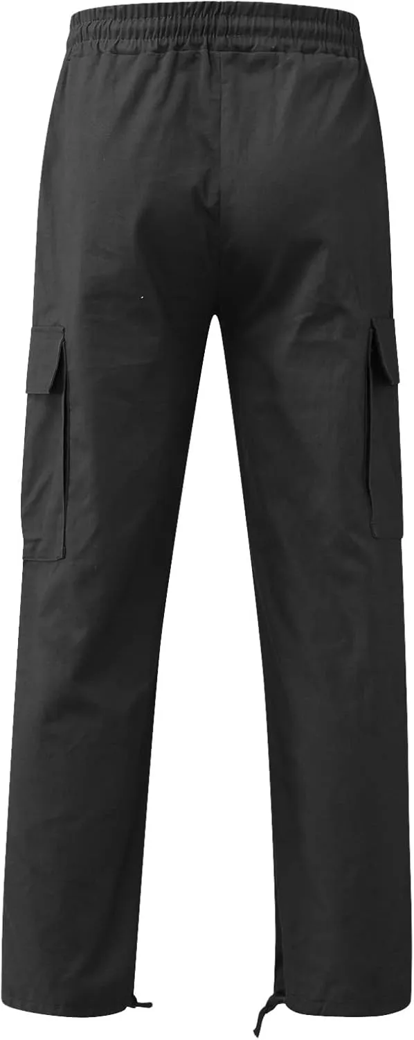 Men Cargo Pants Loose Work Sweatpants Jogger Trousers Fashion Teen Casual Multipocket Drawstring Classic High Street Pant