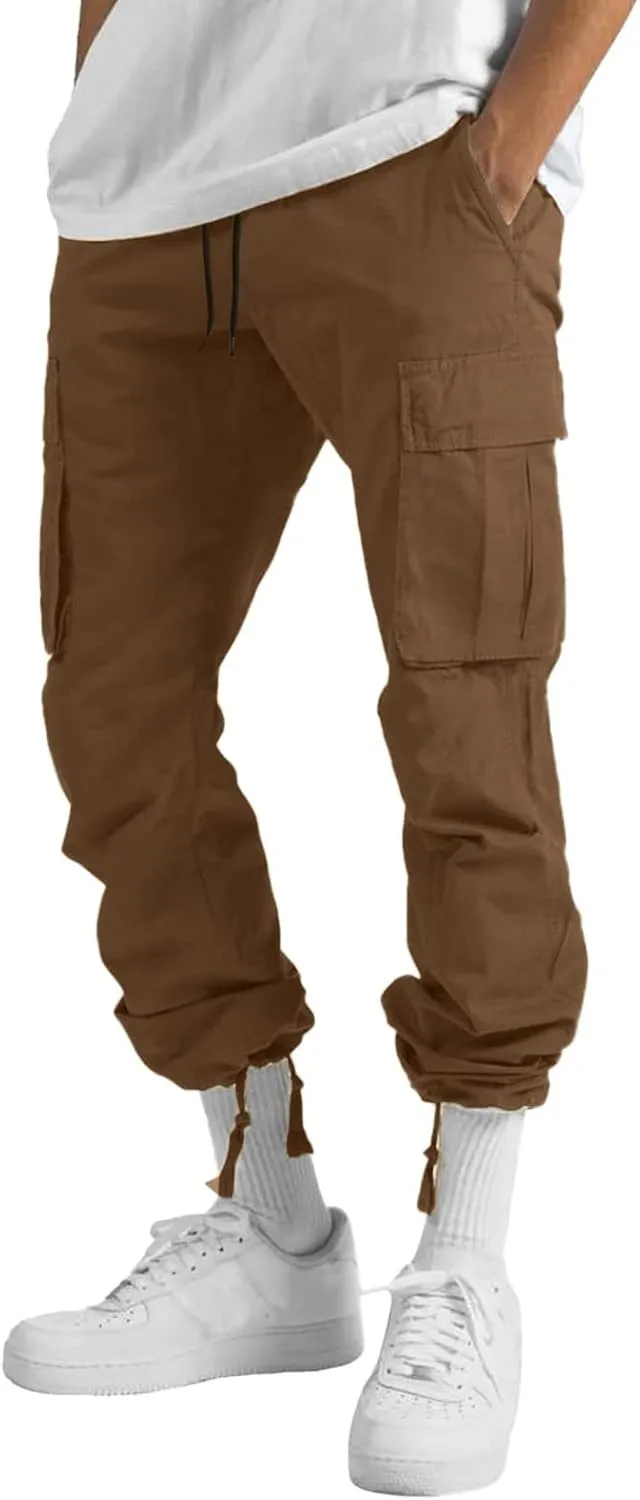 Men Cargo Pants Loose Work Sweatpants Jogger Trousers Fashion Teen Casual Multipocket Drawstring Classic High Street Pant