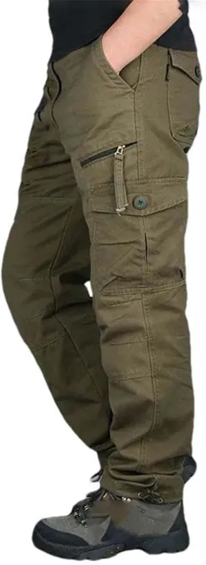 Men Cargo Pants Multi Pockets Hunting Streetwear Straight Slacks Casual Long Trousers