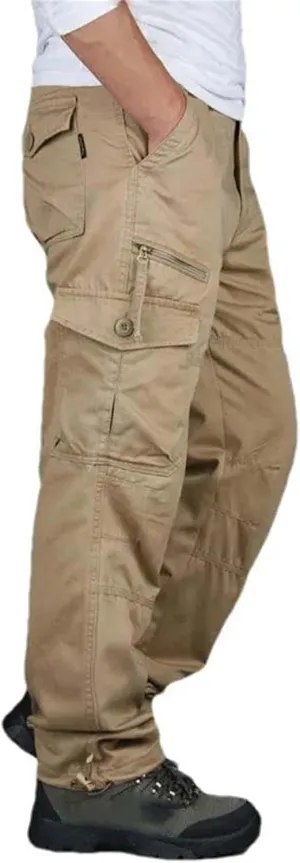 Men Cargo Pants Multi Pockets Hunting Streetwear Straight Slacks Casual Long Trousers