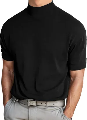 Men Fashion Short Sleeve Turtleneck T Shirt Slim Fit Pullover Top Thermal Shirts