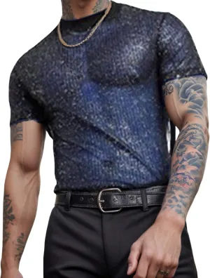 Men Fashion Short Sleeve Turtleneck T Shirt Slim Fit Pullover Top Thermal Shirts