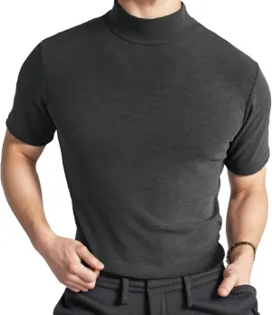 Men Fashion Short Sleeve Turtleneck T Shirt Slim Fit Pullover Top Thermal Shirts