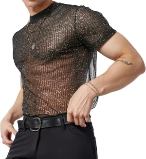 Men Fashion Short Sleeve Turtleneck T Shirt Slim Fit Pullover Top Thermal Shirts