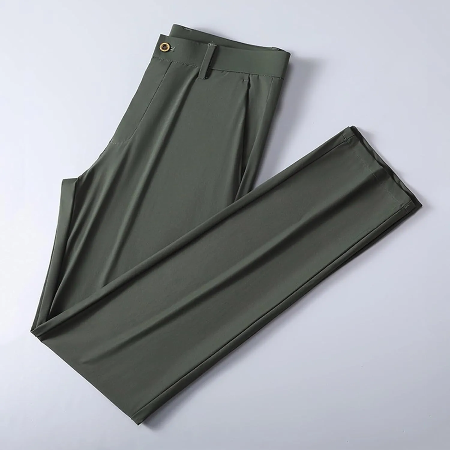 Men Ice Silk Suit Pants Dress Pants Regular Fit Formal Trousers Stretch Chino Trouser Lightweight Casual Business Pant