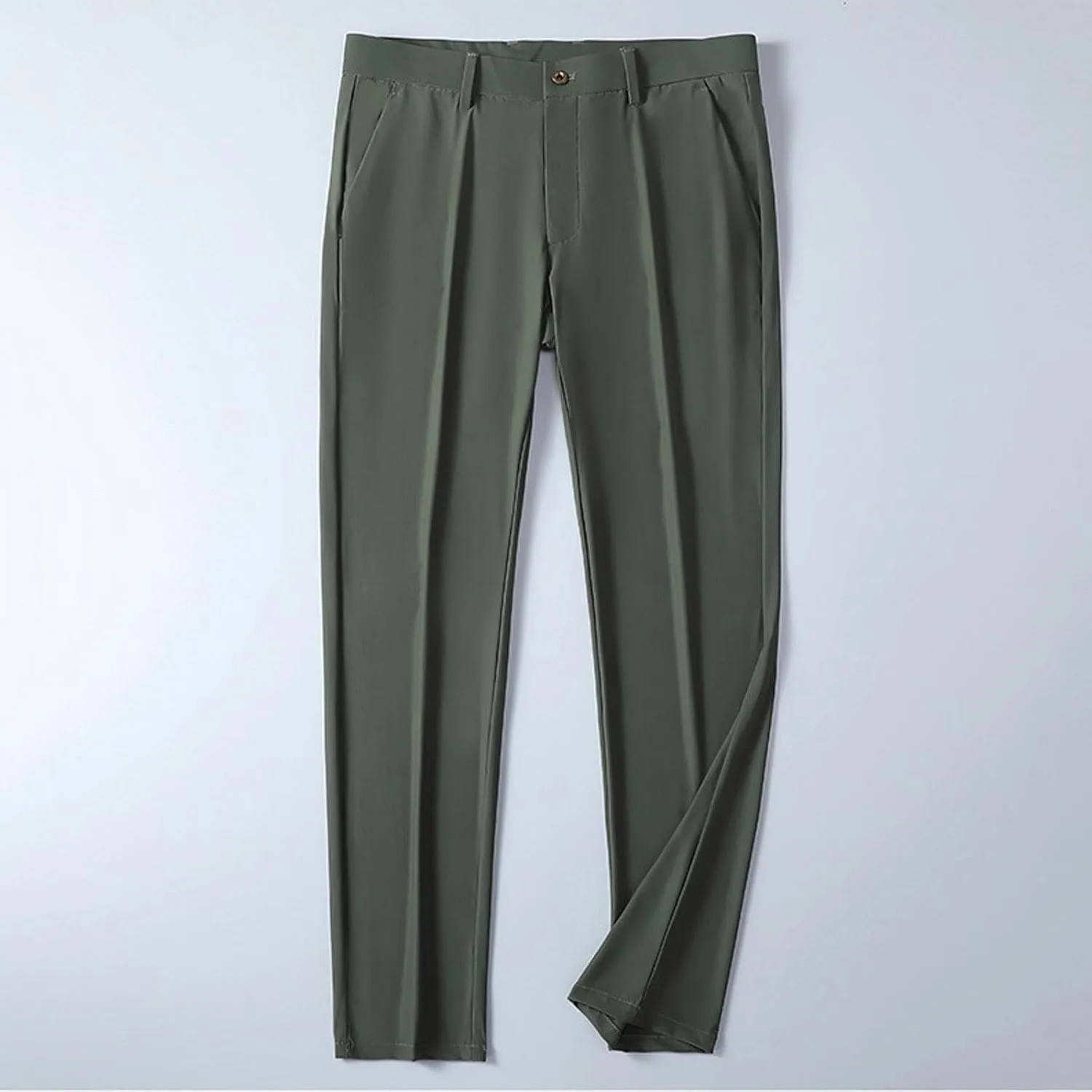 Men Ice Silk Suit Pants Dress Pants Regular Fit Formal Trousers Stretch Chino Trouser Lightweight Casual Business Pant