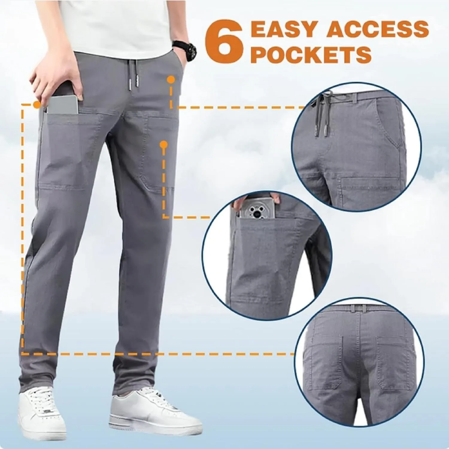 Mencomfy Cargo Pants, High Stretch Multi-Pocket Durable Cargo Pants Comfort Fit Stretch Cargo Pant, Waterproof Cargos Pant