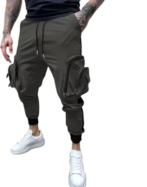 Men's Cargo Jogger Pants Stretch Sweatpants Slim Fit Tactical Pants with Zipper Pockets Casual Trousers Men's Casual Slim Fit Pants Skinny Stretch Dress Slacks #17- Green Small