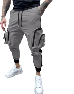 Men's Cargo Jogger Pants Stretch Sweatpants Slim Fit Tactical Pants with Zipper Pockets Casual Trousers Men's Casual Slim Fit Pants Skinny Stretch Dress Slacks #18- Grey Large