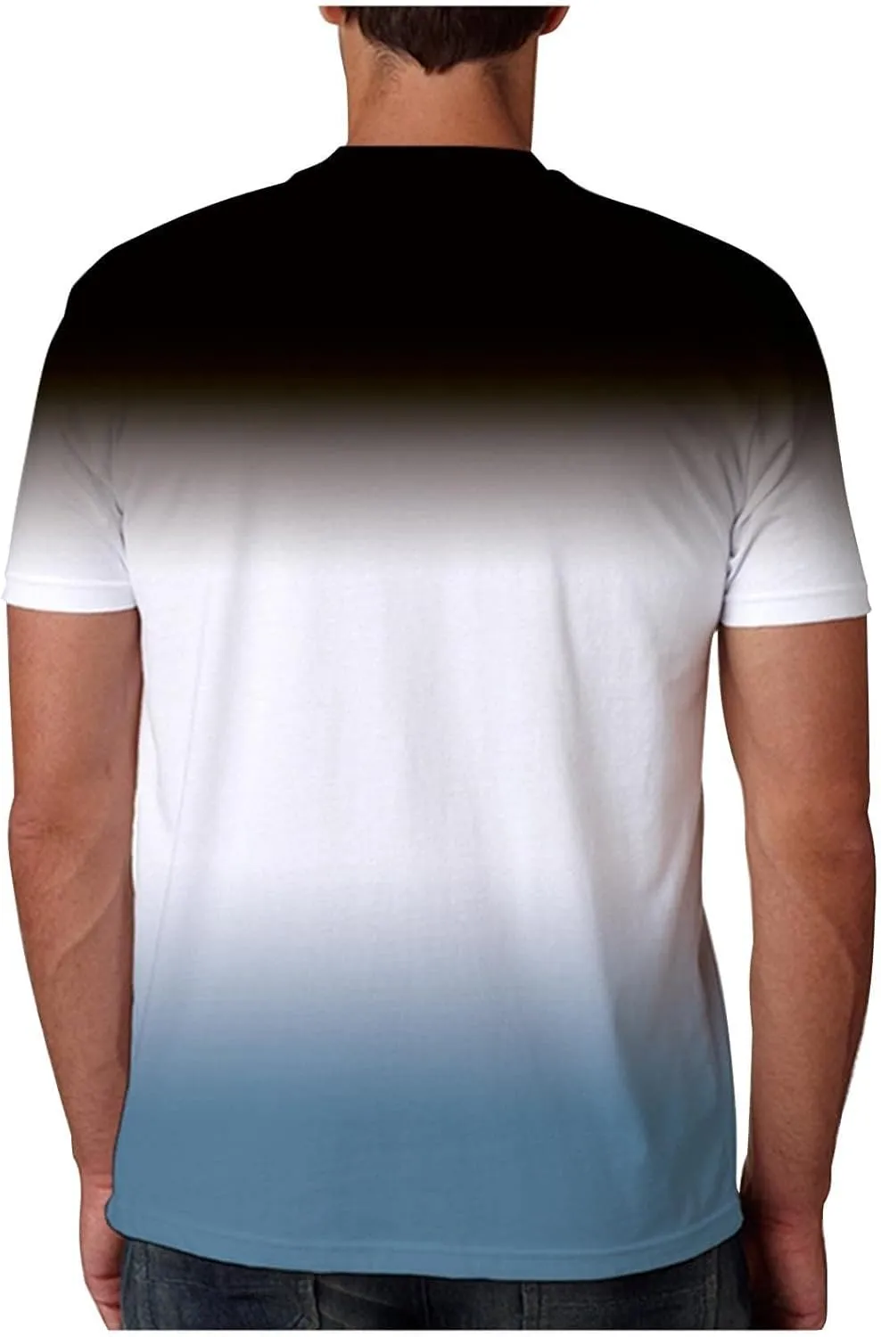 Men's Casual Gradient Color T Shirt Short Sleeve Crew Neck Loose Fit Comfortable Tee Stylish Dating Summer Top Big and Tall