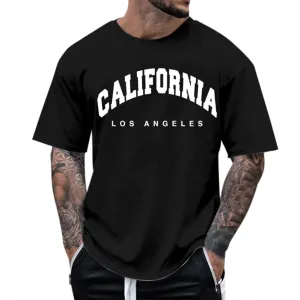 Mens Casual T-Shirt Summer Work Sports Short Sleeve Shirts Fashion Cotton Print Oversize Comfortable Round Neck Tees