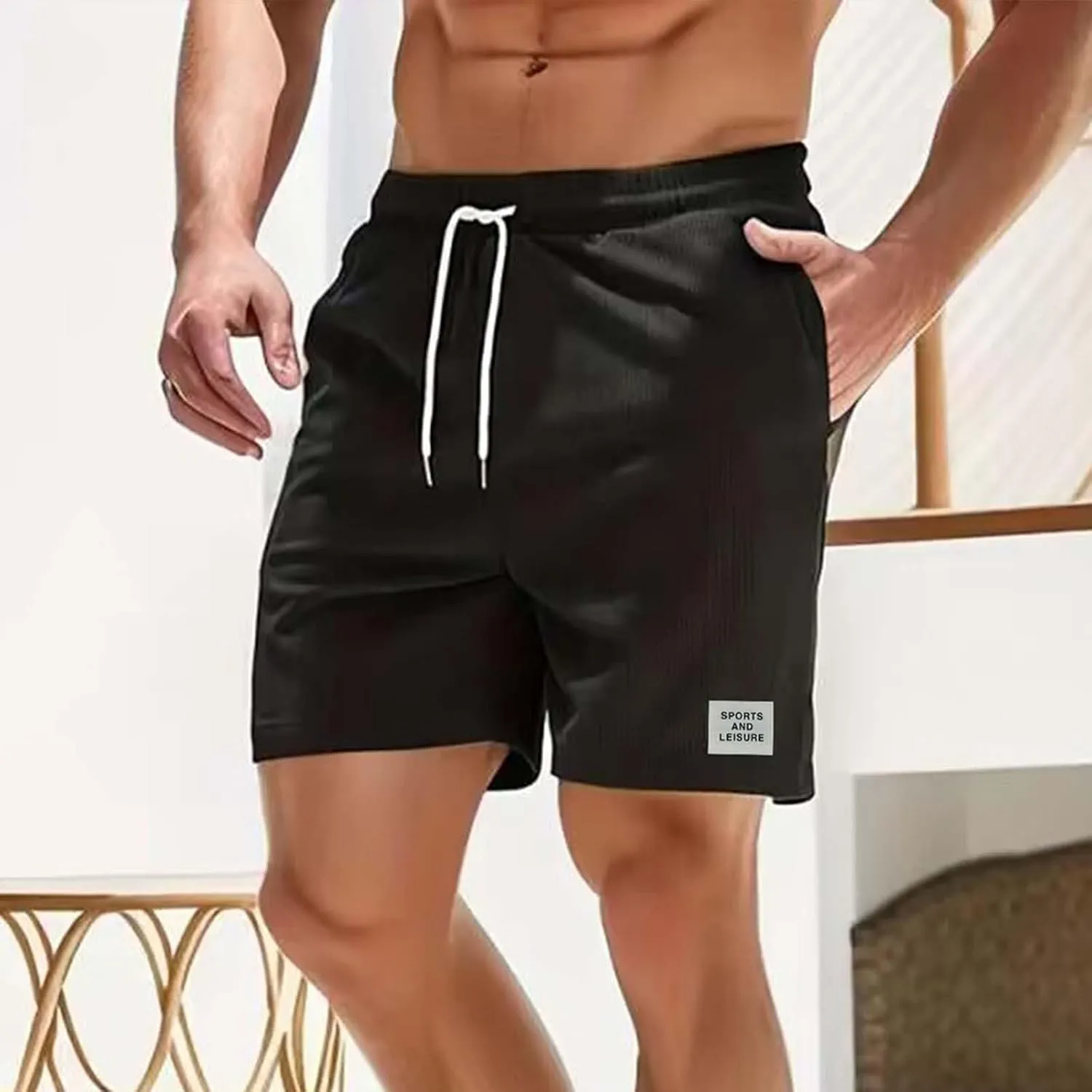 Men's Corduroy Shorts 2024 Casual Elastic Waist Drawstring Shorts Lightweight Summer Beach Shorts Active Track Shorts