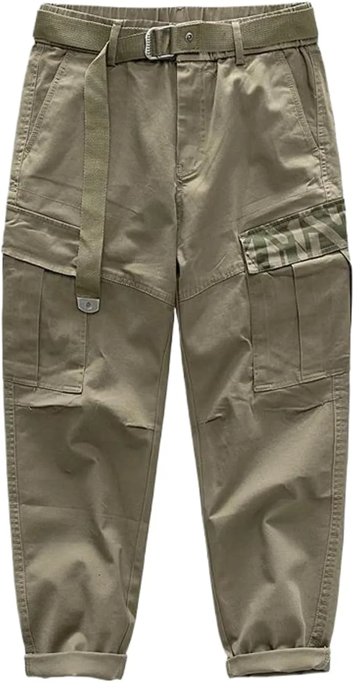 Men's Elastic Waist Clothing Japan Style Casual Cargo Harajuku Dress Up Pants Man Washed Vintage Chinos Trousers