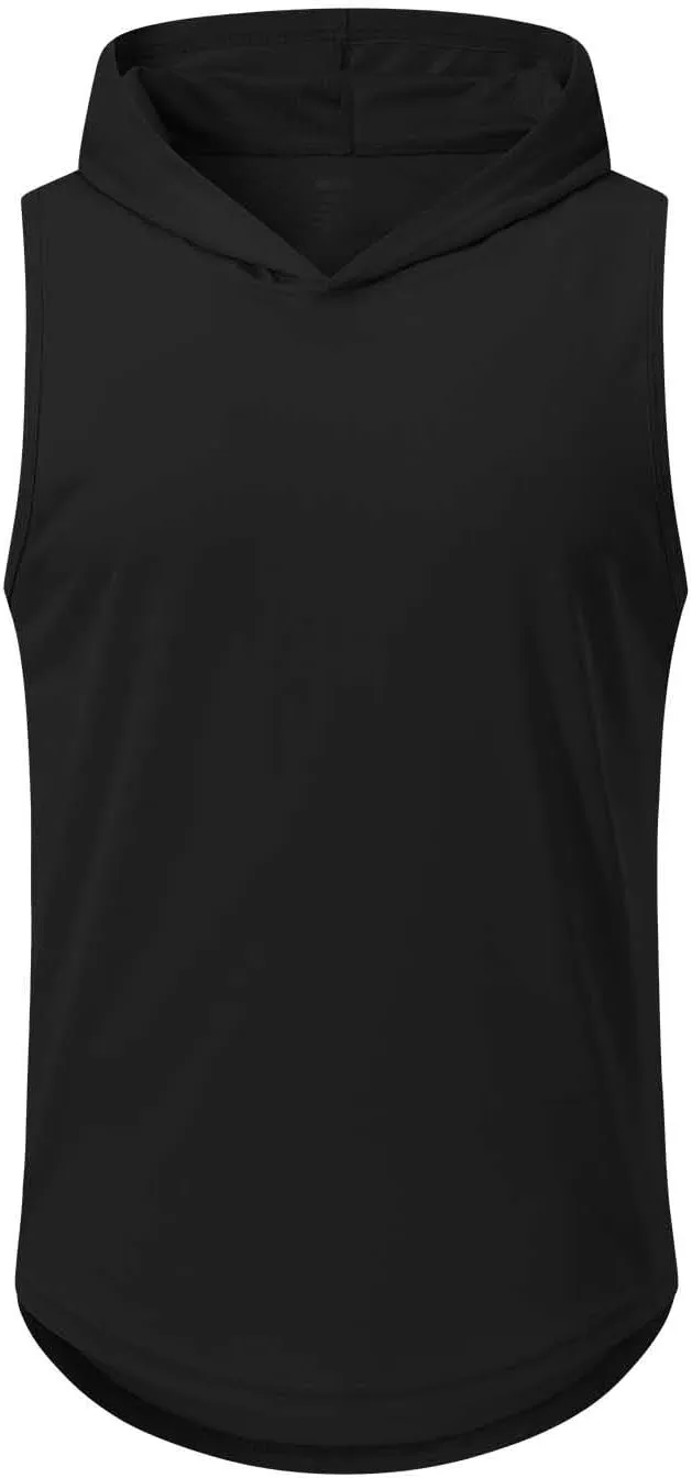 Mens Hooded Tank Tops Summer Running Vests Quick Dry Tanks Sleeveless Hoodie Workout Vest Breathable Fitness Activewear