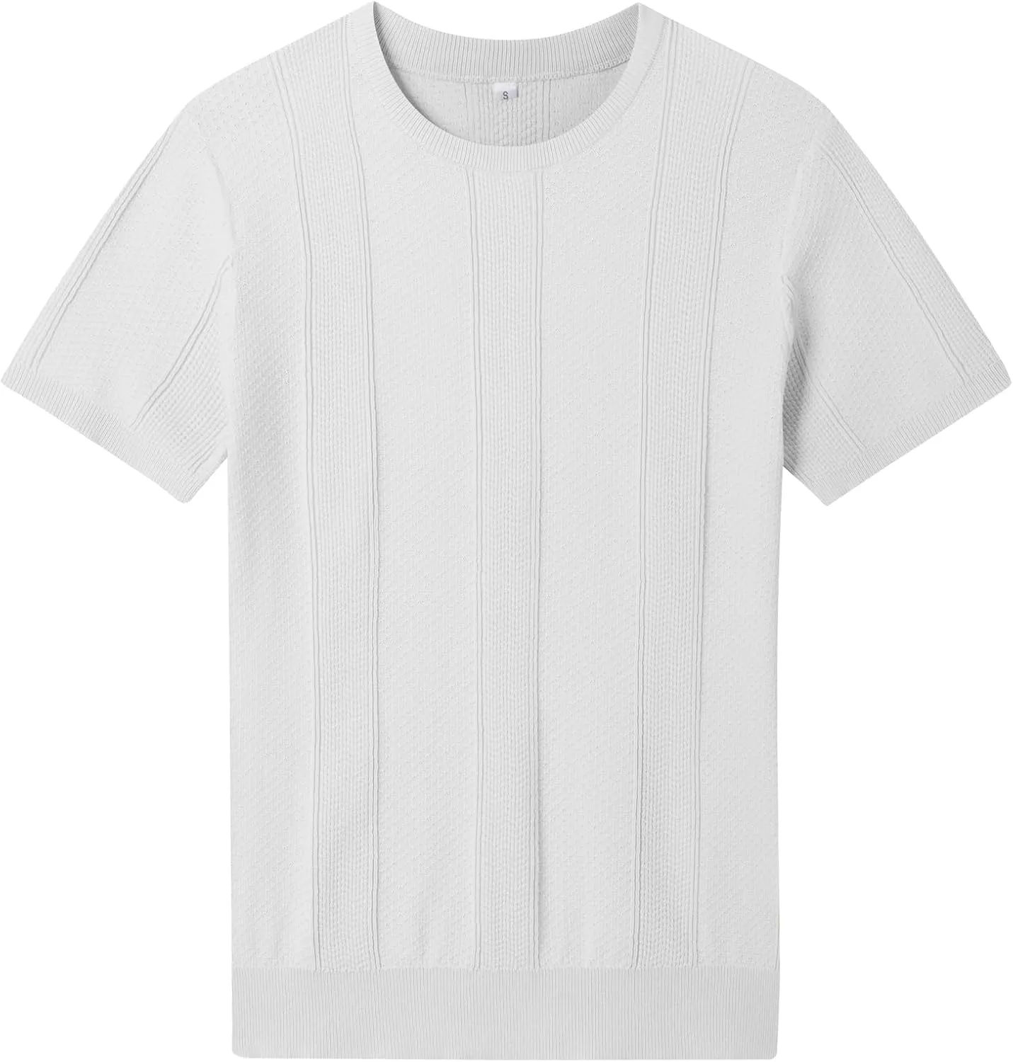 Men's Knit T-Shirts Short Sleeve Casual Crewneck Solid Textured Pullover Tees