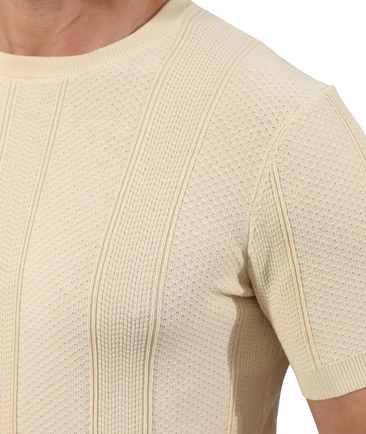 Men's Knit T-Shirts Short Sleeve Casual Crewneck Solid Textured Pullover Tees