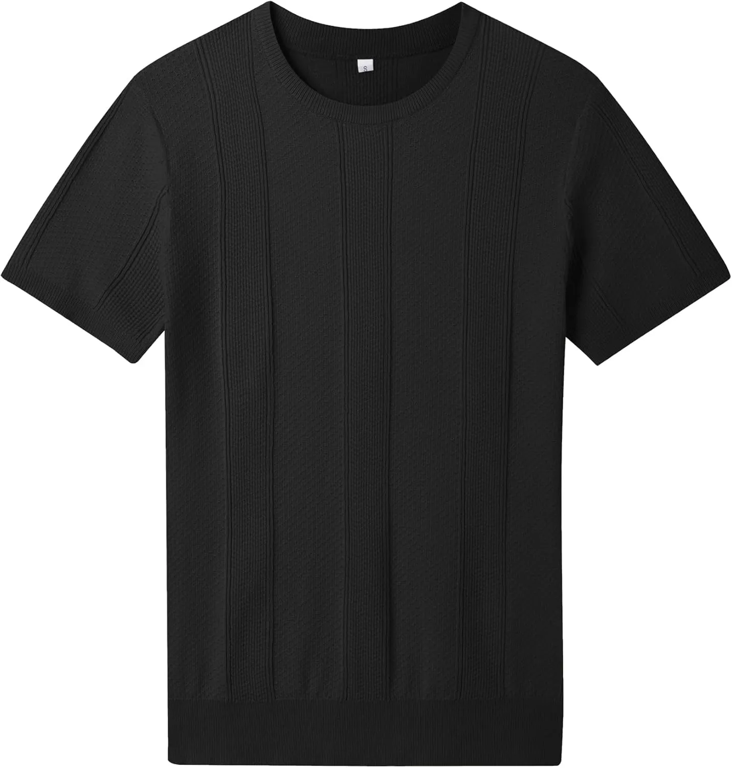 Men's Knit T-Shirts Short Sleeve Casual Crewneck Solid Textured Pullover Tees