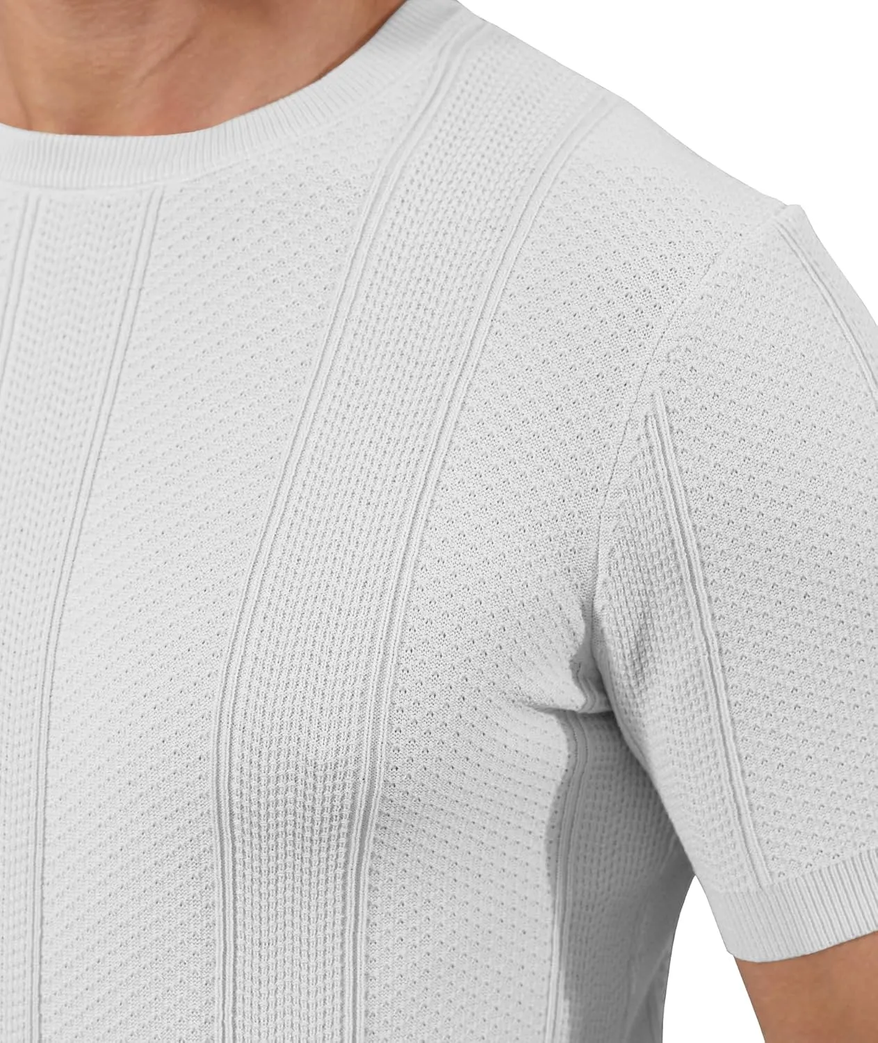 Men's Knit T-Shirts Short Sleeve Casual Crewneck Solid Textured Pullover Tees