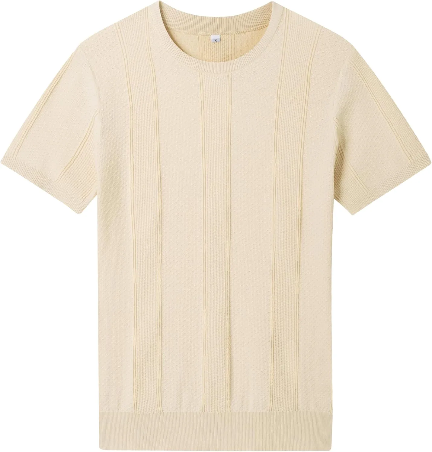 Men's Knit T-Shirts Short Sleeve Casual Crewneck Solid Textured Pullover Tees