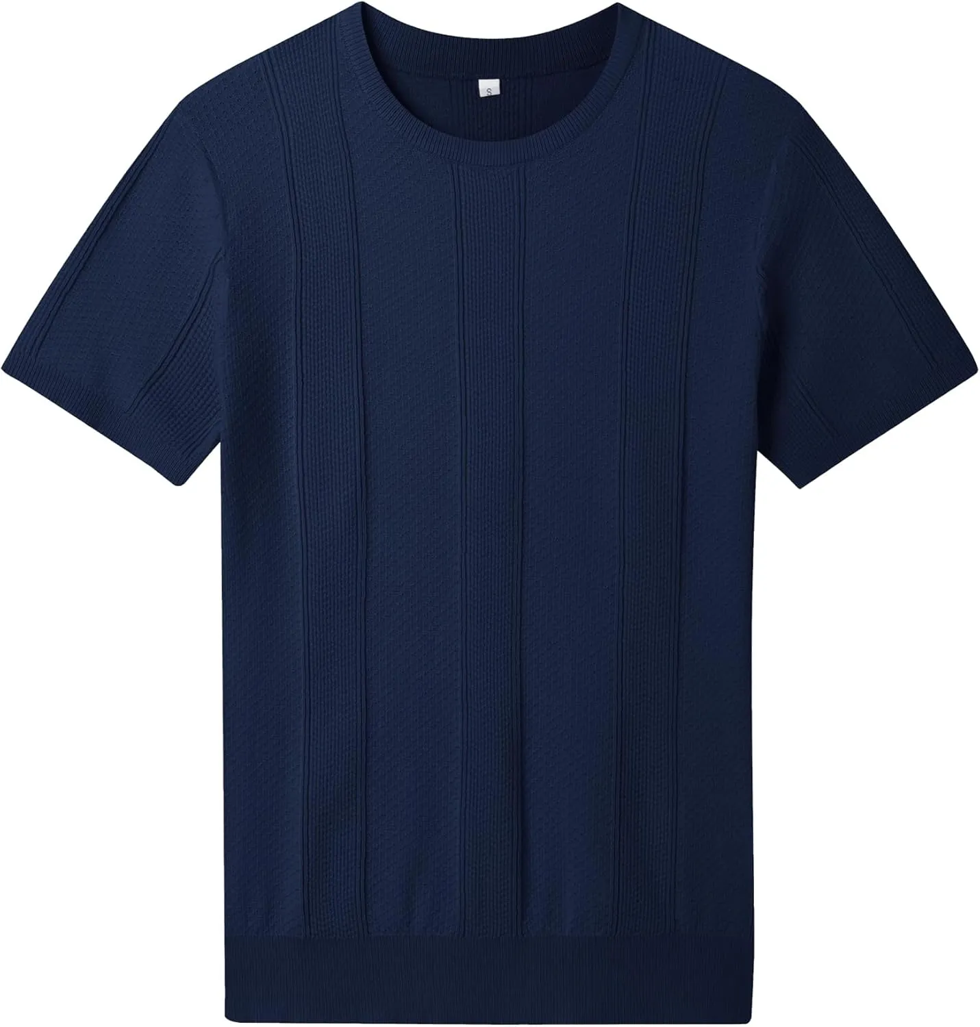 Men's Knit T-Shirts Short Sleeve Casual Crewneck Solid Textured Pullover Tees