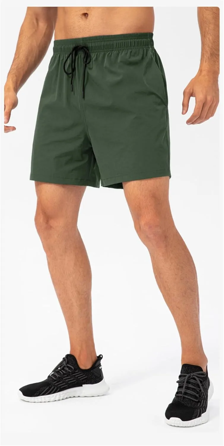 Mens Lightweight Breathable Lining Workout Shorts, Quick Dry Gym Workout Running Shorts with Zipper Pockets