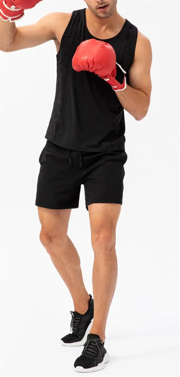 Mens Lightweight Breathable Lining Workout Shorts, Quick Dry Gym Workout Running Shorts with Zipper Pockets