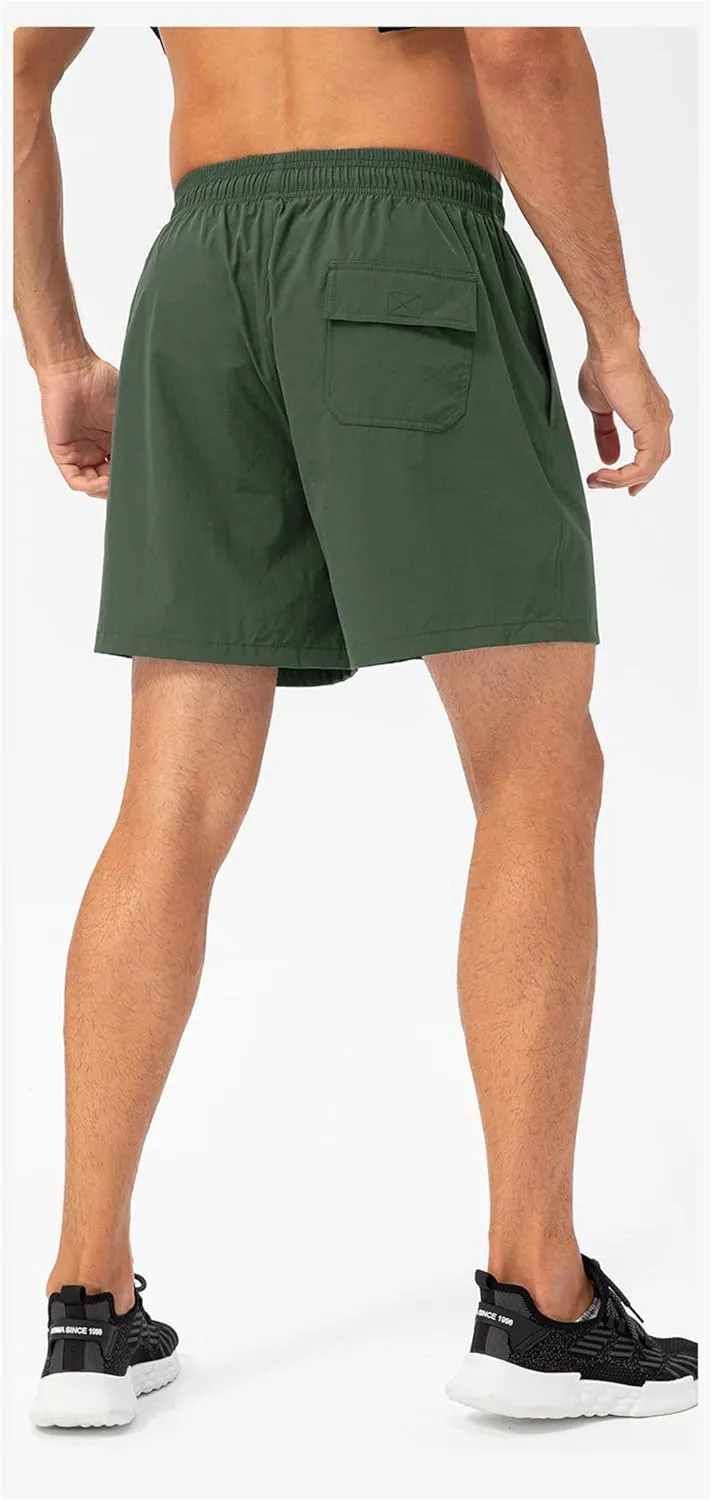Mens Lightweight Breathable Lining Workout Shorts, Quick Dry Gym Workout Running Shorts with Zipper Pockets
