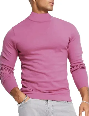 Mens Mock Neck T Shirts Pullover High Neck Turtleneck Premium Long Sleeve Sweaters for Men