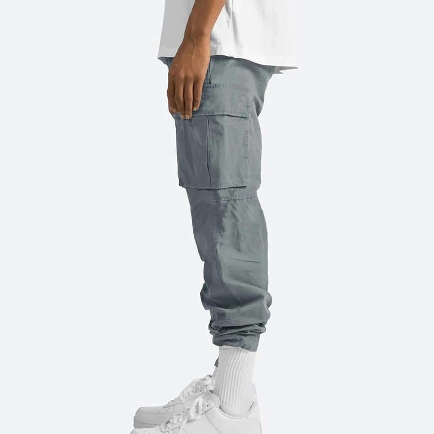 Mens Outdoor Cargo Pants Lightweight Relaxed Fit Tactical Pants Solid Camo Multi Pockets Classic Trousers