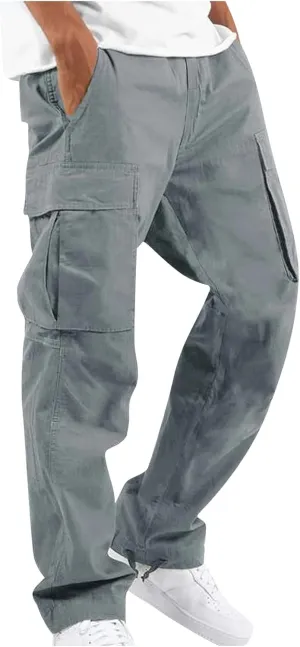 Mens Outdoor Cargo Pants Lightweight Relaxed Fit Tactical Pants Solid Camo Multi Pockets Classic Trousers