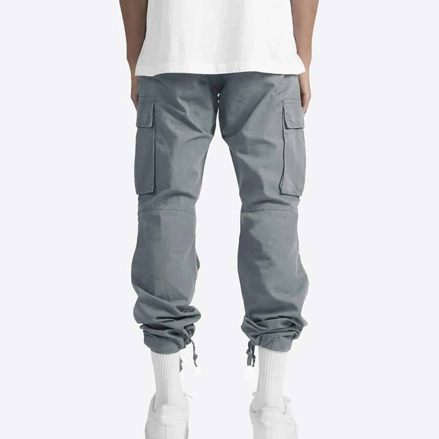 Mens Outdoor Cargo Pants Lightweight Relaxed Fit Tactical Pants Solid Camo Multi Pockets Classic Trousers