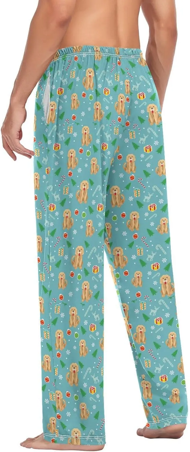 Men's Pajama Bottoms Soft Pajama Pants Elastic Waist Sleep Bottoms Jogger Lounge Straight Pants with Pockets
