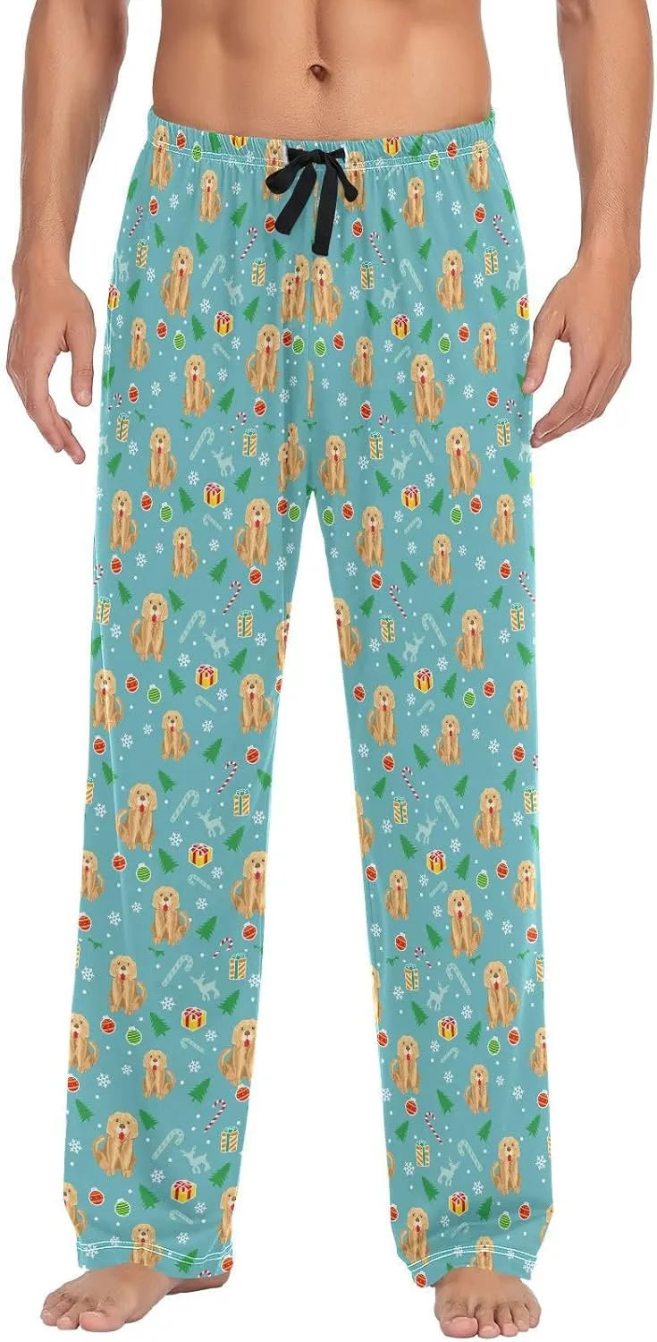 Men's Pajama Bottoms Soft Pajama Pants Elastic Waist Sleep Bottoms Jogger Lounge Straight Pants with Pockets
