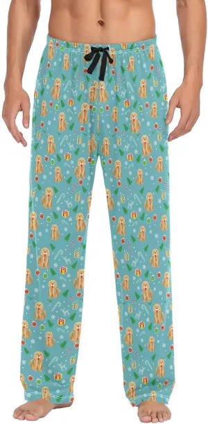 Men's Pajama Bottoms Soft Pajama Pants Elastic Waist Sleep Bottoms Jogger Lounge Straight Pants with Pockets