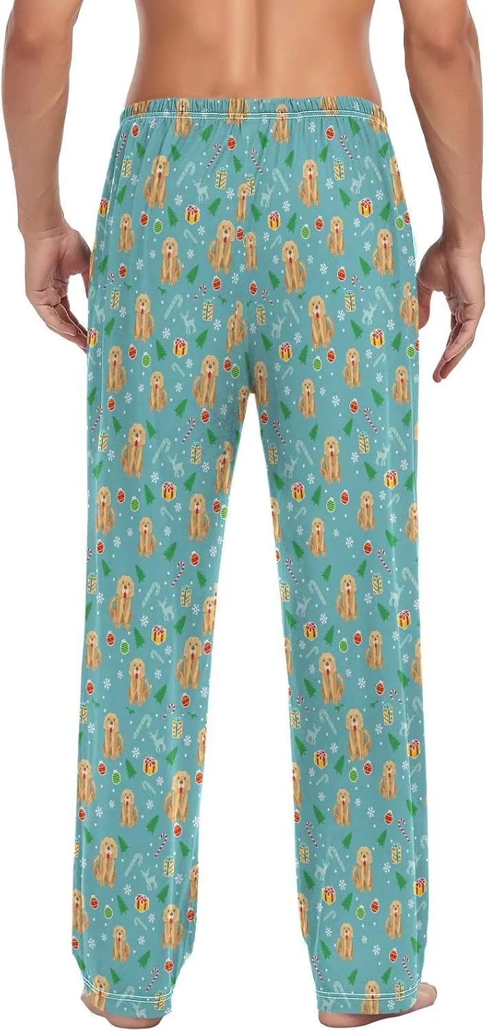 Men's Pajama Bottoms Soft Pajama Pants Elastic Waist Sleep Bottoms Jogger Lounge Straight Pants with Pockets