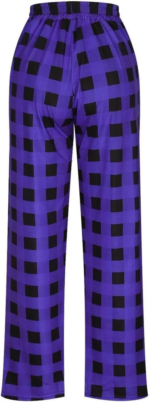Mens Pajama Pants Lounge Plaid Print Bottoms Drawstring Workout Trousers Vintage Fashion Sleep Bottoms with Pockets