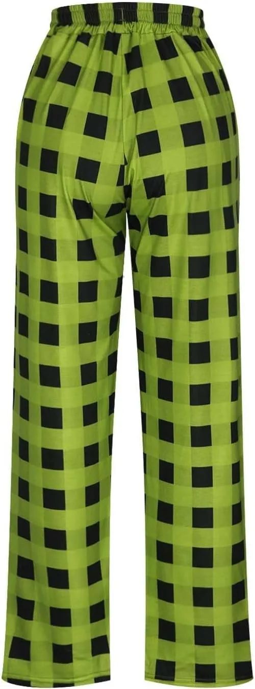 Mens Pajama Pants Lounge Plaid Print Bottoms Drawstring Workout Trousers Vintage Fashion Sleep Bottoms with Pockets
