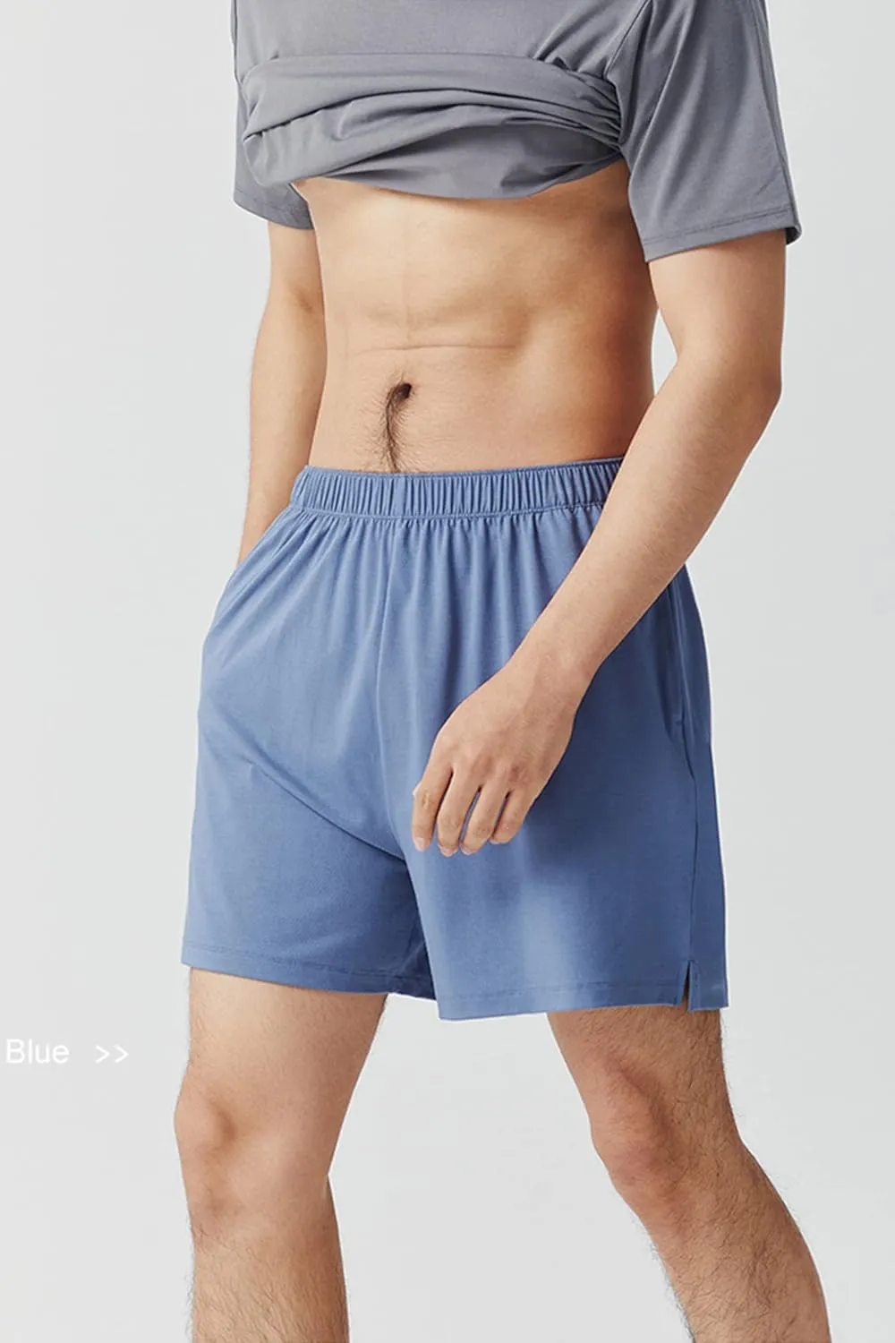 Men's Pajama Shorts Cotton Pajama Bottoms Soft Knit Elastic Waistband Sleep Lounge Short with Pockets