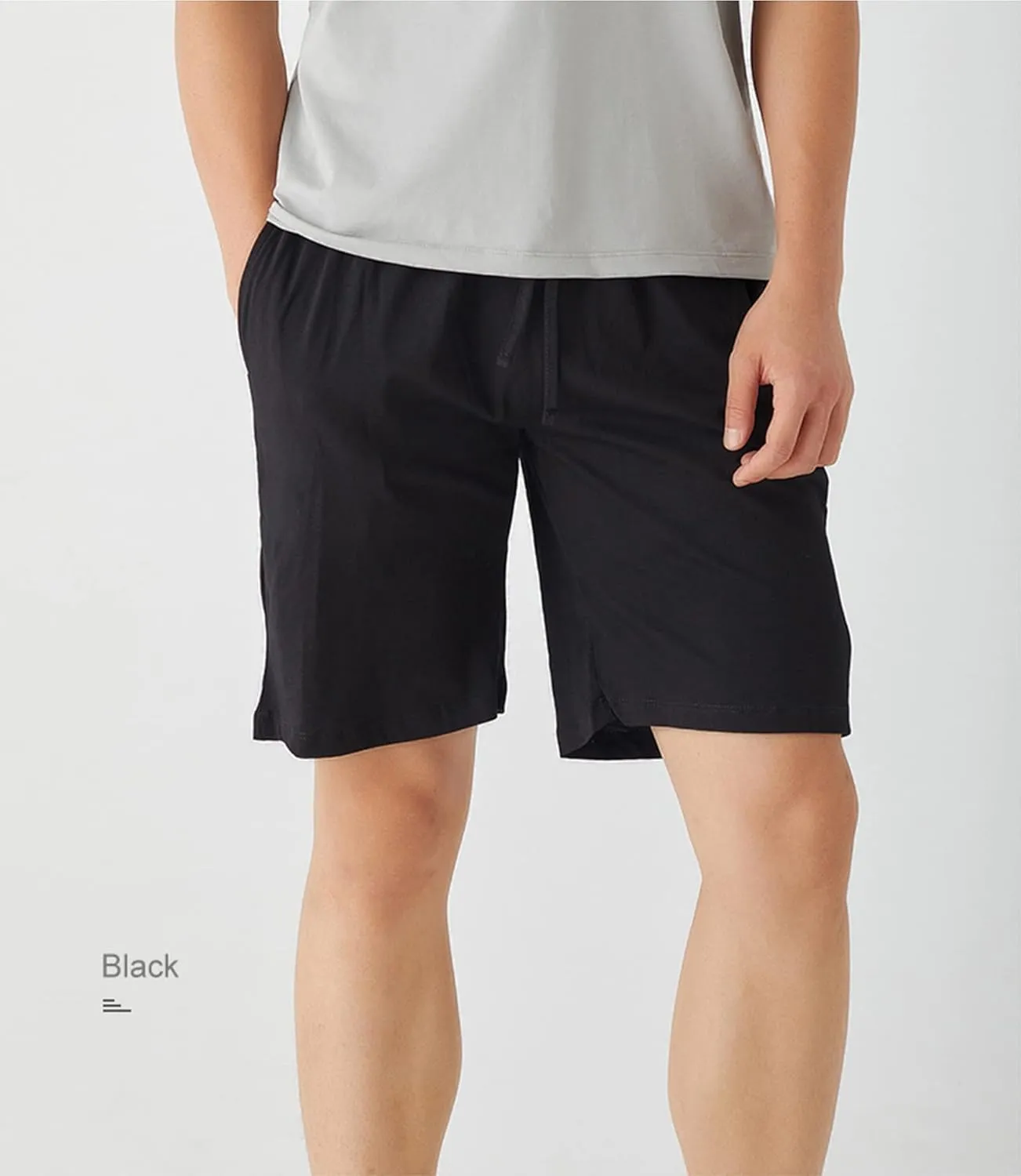 Men's Pajama Shorts Cotton Soft Knit Elastic Waistband Sleep Lounge Short Pajama Bottoms with Pockets