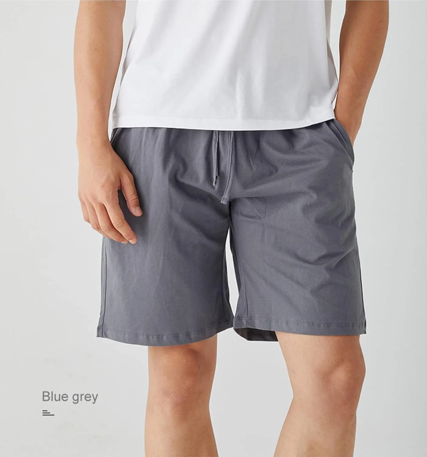 Men's Pajama Shorts Cotton Soft Knit Elastic Waistband Sleep Lounge Short Pajama Bottoms with Pockets