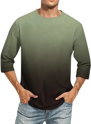 Men's Shirts Baseball 3/4 Sleeve Shirt Casual Three Quarter Sleeve T Shirts Comfortable Crewneck Palm Tree Basic Tee