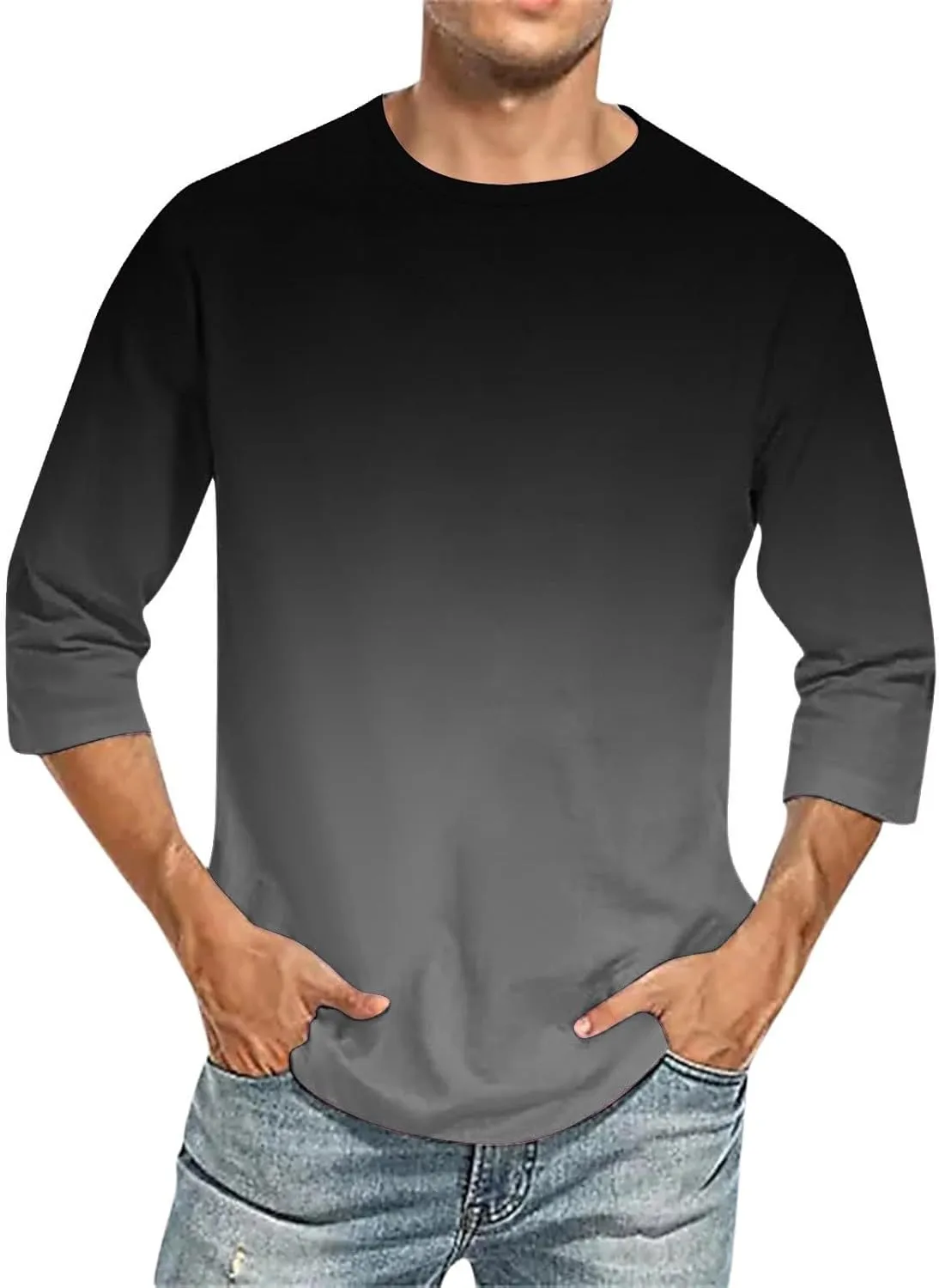 Men's Shirts Baseball 3/4 Sleeve Shirt Casual Three Quarter Sleeve T Shirts Comfortable Crewneck Palm Tree Basic Tee