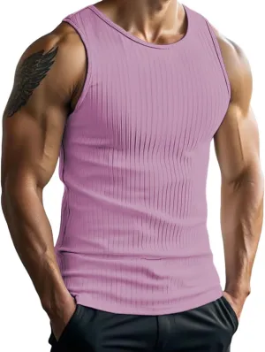Men's Sleeveless Tank Top Solid Color Casual Stretch Slim Fit Comfortable Summer Undershirt Workout Gym Fitness Muscle Shirt