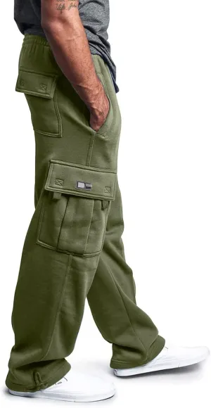Mens Sweatpants Winter High Street Fashion Leisure Loose Sports Running Solid Color Lace Up Trousers with Zipper
