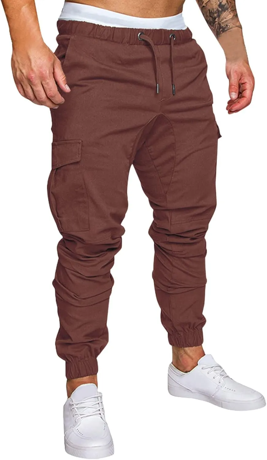 Mens Workout Cargo Sweatpants Mens Cargo Pants Casual Drawstring Athletic Jogger Sports Outdoor Trousers Mens Active