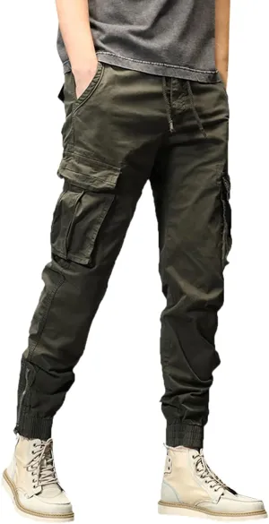 Mens Workout Cargo Sweatpants Running Pants Pockets Men's Pants Stripped Trousers Men's Fleece Sweatpant with Pockets