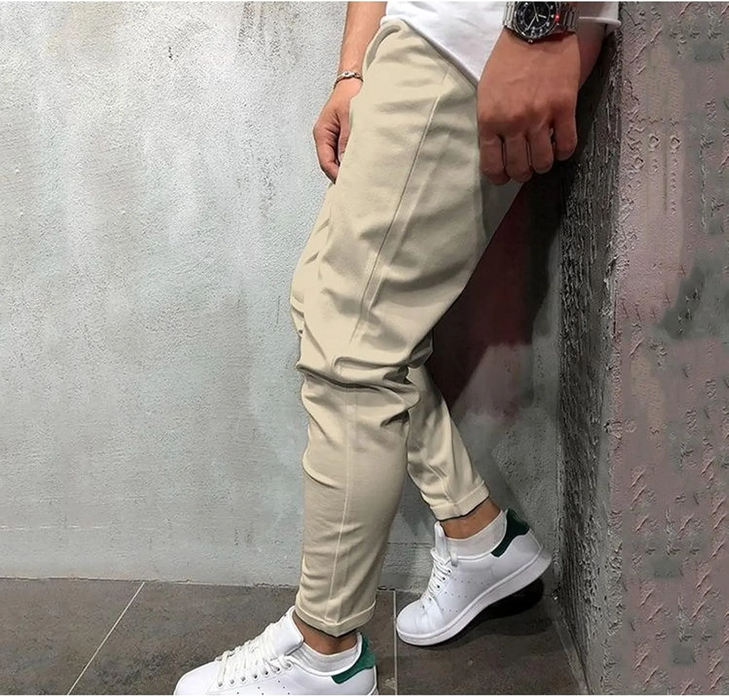 Mens Workout Cargo Sweatpants Striped Cargo Pants for Men Straight Elastic Waist Trousers Work Wear Combat Fitness